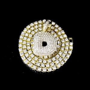 Initial Letter D Lab Diamond Pendant Tennis Chain